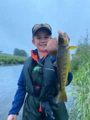 Boy with Brown trout on Slaney